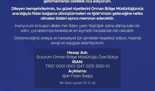 Vali Taşolar'dan tebrikler için anlamlı çağrı: 'Çiçek yerine fidan bağışı'