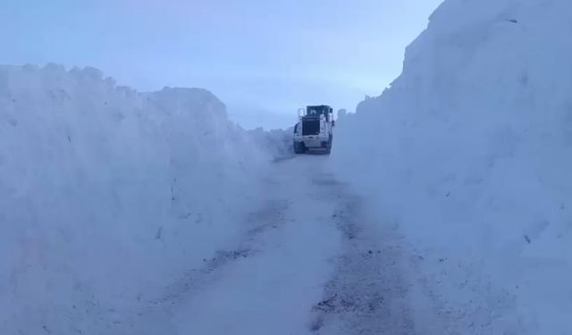 Yüksekova'da karla mücadele: İş makineleri boyunu aşan kar tünelleri oluştu