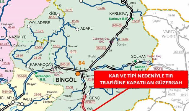 Bingöl-Diyarbakır karayolu tır trafiğine kapandı