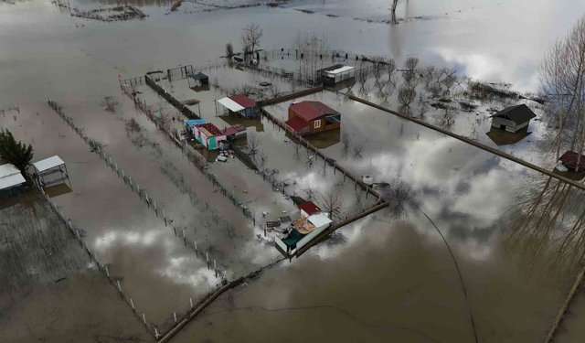 Edirne'de taşkının izleri havadan görüntülendi