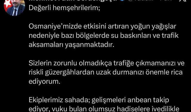 Osmaniye'de şiddetli yağış ve fırtına hayatı olumsuz etkiledi