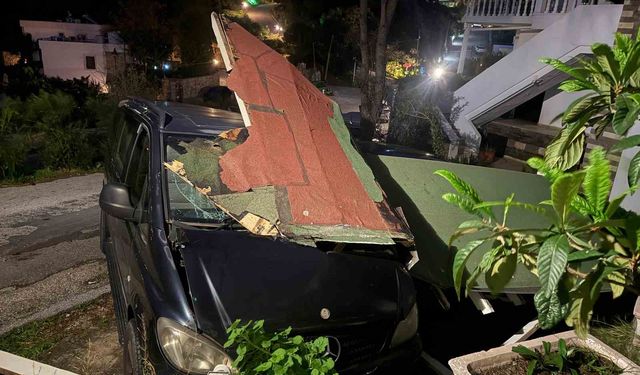 Park halindeki araçların üzerine yıkıldı