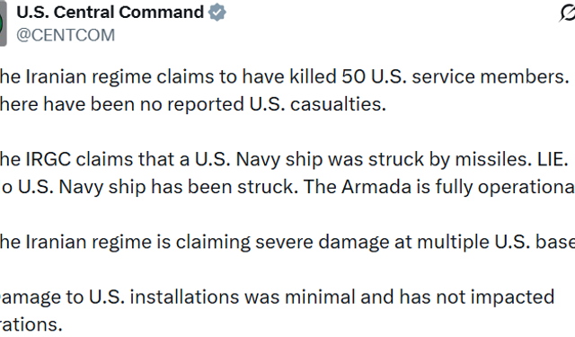 ABD ordusu, İran karşısında önemli kayıplar verdiği yönündeki iddiaları yalanladı