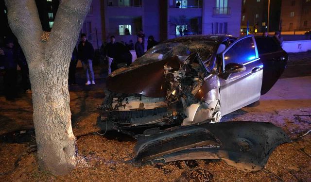 Ağaca çarpan otomobil hurdaya döndü: 3 yaralı