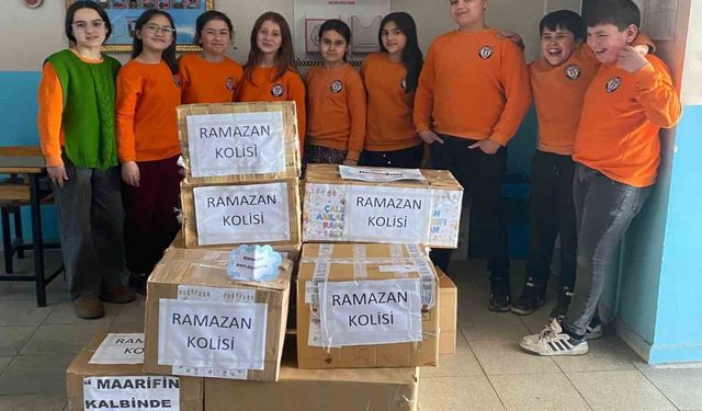 Başçayır'da minik yüreklerden Ramazan kolisi