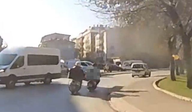 Benzini biten motosikleti iterken dengesini kaybeden motosiklet sürücüsü kaza yaptı