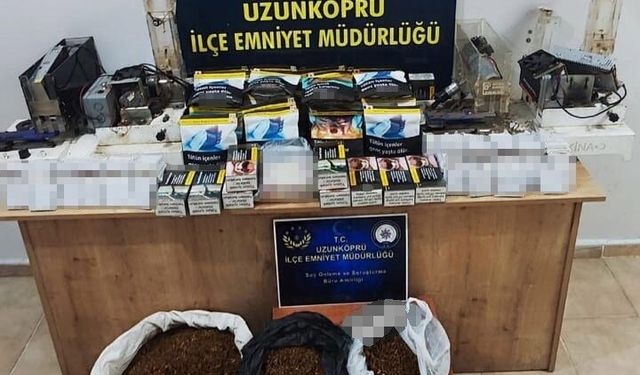 Edirne'de kaçak tütün ve makaron operasyonu