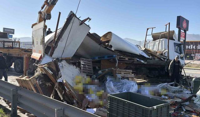 Gıda malzemesi yüklü tır refüje girdi: 1 yaralı