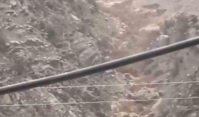 Güvenlik görevlisi son anda kaçtı, köpek sel sularıyla mücadele etti