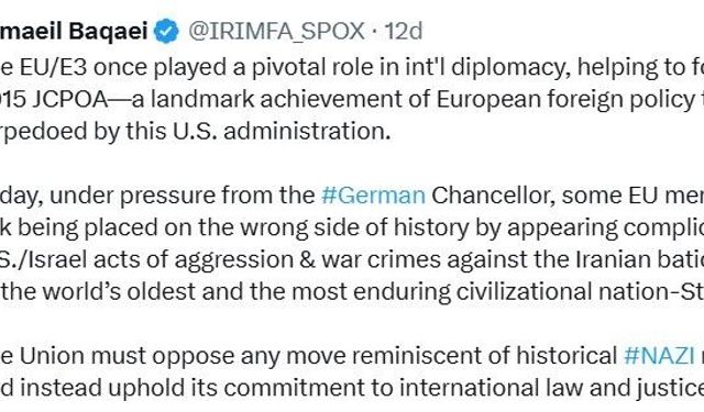 İran: 'Avrupa Birliği, uluslararası hukuka bağlılığını sürdürmeli'