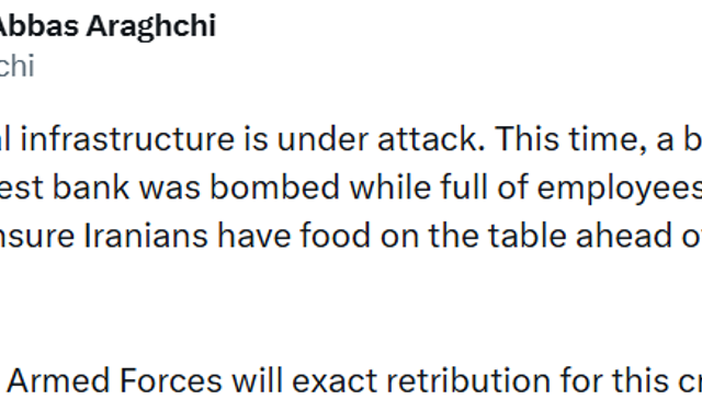 İran Dışişleri Bakanı Arakçi: 'Çalışanlarla dolu bir banka bombalandı'