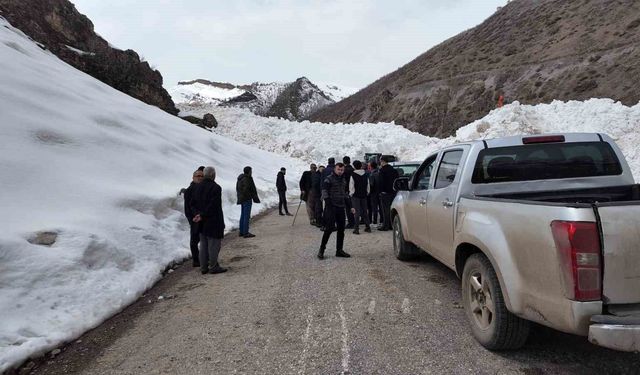 Köy yoluna çığ düştü, ekipler yolu açmak için çalışma başlattı