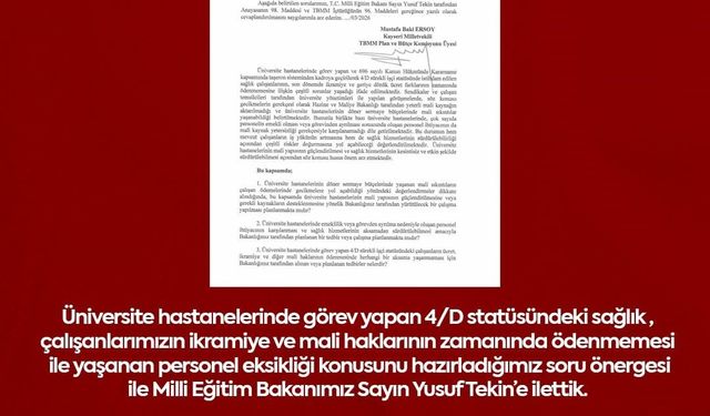 MHP'li Ersoy, üniversite hastanelerindeki mali sorunları TBMM gündemine taşıdı
