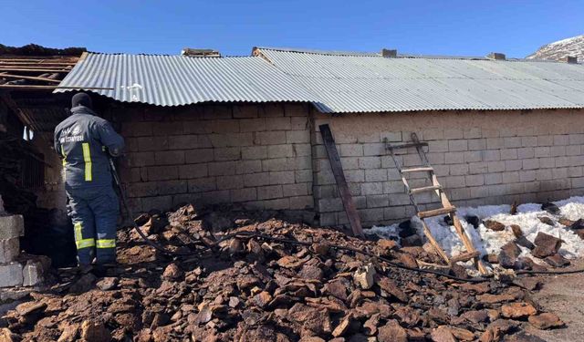 Muradiye'de ahır yangını