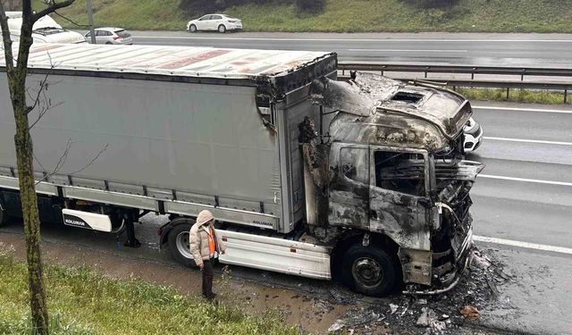 Tuzla'da seyir halindeki tır alevlere teslim oldu