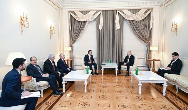 Azerbaycan Cumhurbaşkanı Aliyev, Cumhurbaşkanı Yardımcısı Yılmaz'ı kabul etti