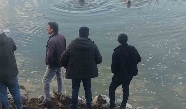 Baraj gölüne uçan otomobildeki sürücüyü ekipler kurtardı