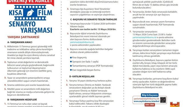 'Direniş ve Adalet' temalı Kısa Film Senaryo Yarışması'na başvurular 15 Mayıs'ta sona eriyor
