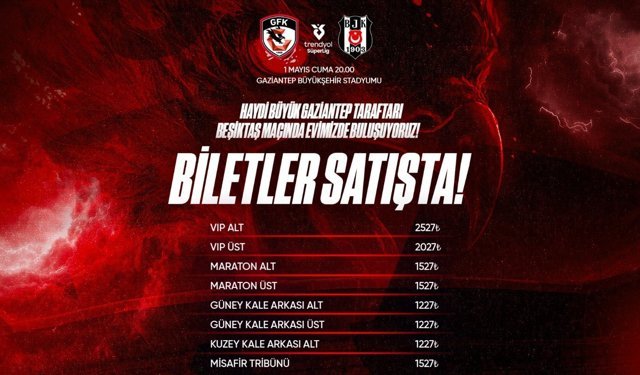 Gaziantep FK - Beşiktaş maçı biletleri satışa çıktı