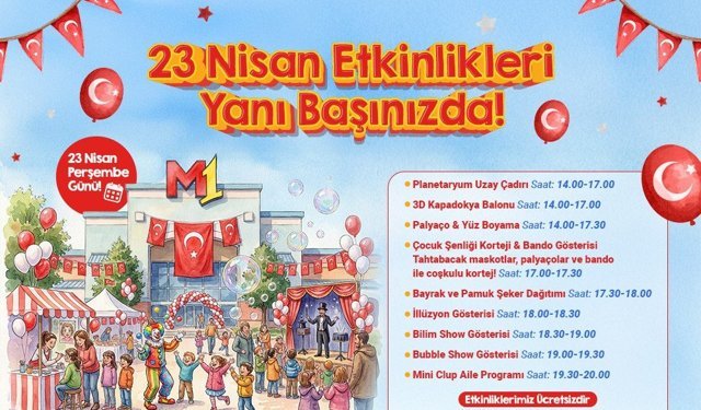 M1 Konya AVM'den 23 Nisan'da çocuklar için ücretsiz etkinliler