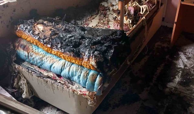 Nevşehir'de yıldırım düşen evde yangın çıktı