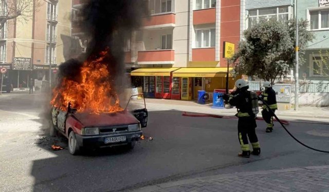 Tekirdağ'da korku dolu anlar: LPG'li otomobil alev topuna döndü