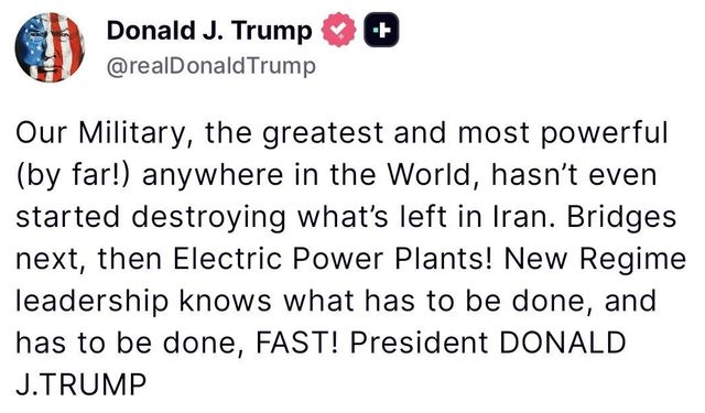 Trump'tan İran'a uyarı 'Sırada köprüler, ardından elektrik santralleri var'