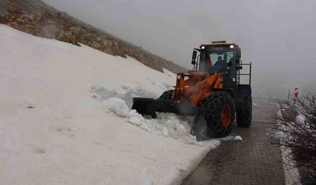 Yoğun kar nedeniyle kapalı olan Nemrut Dağı yolu açılıyor