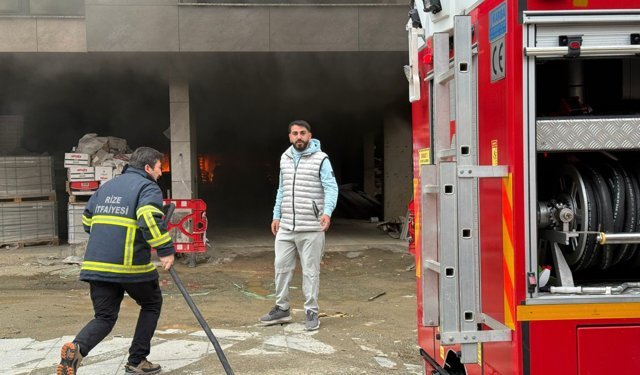 Rize'de inşaatta çıkan yangın kontrol altına alınarak söndürüldü
