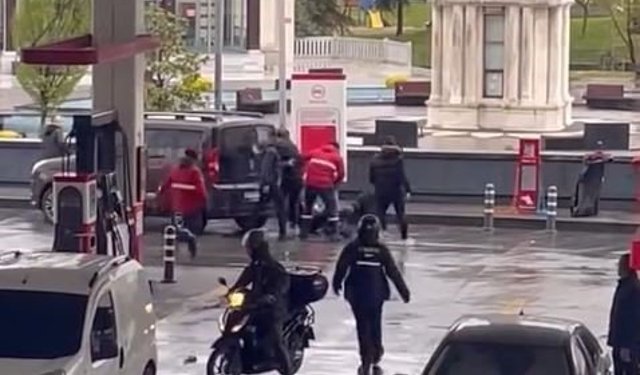 Başakşehir'de akaryakıt istasyonunda tekmeli yumruklu kavga
