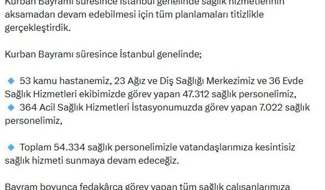 İstanbul'da Kurban Bayramı'nda 54 bin 334 personel görev yapacak