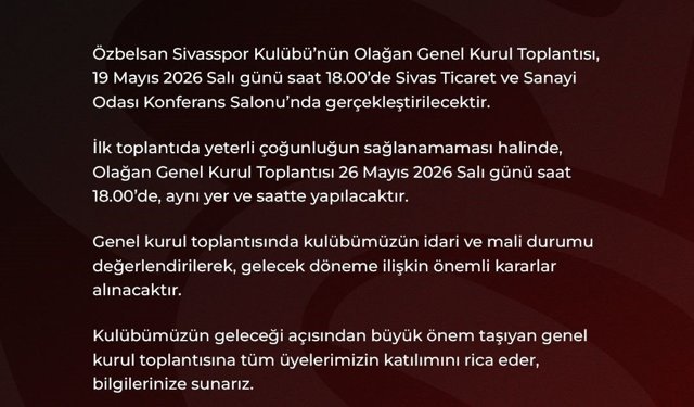 Sivasspor'da genel kurul kararı alındı