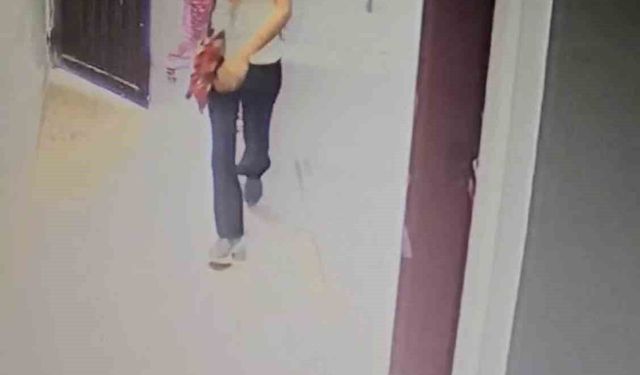 Apartmanın giriş kapısını zorlayan iki şüpheli kamerada