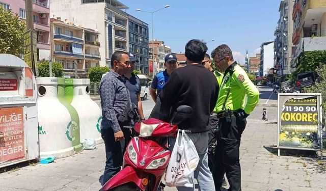 Çine'de kaldırımlarda motosiklet denetimi