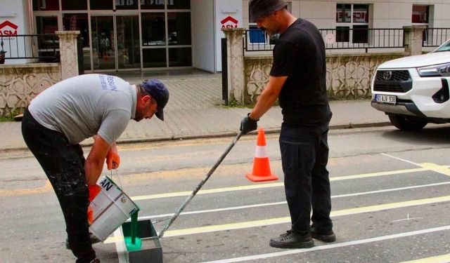 Giresun Belediyesi ekipleri yaya güvenliği için sahada