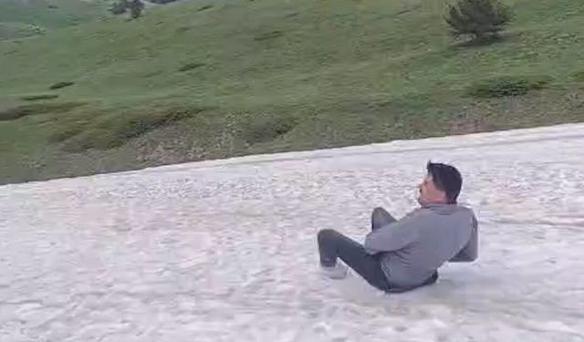 Haziran ayında kar eğlencesi görüntülendi