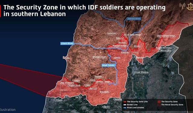 İsrail ordusu, Lübnan'ın güneyindeki işgalini genişlettiğine dair harita yayınladı