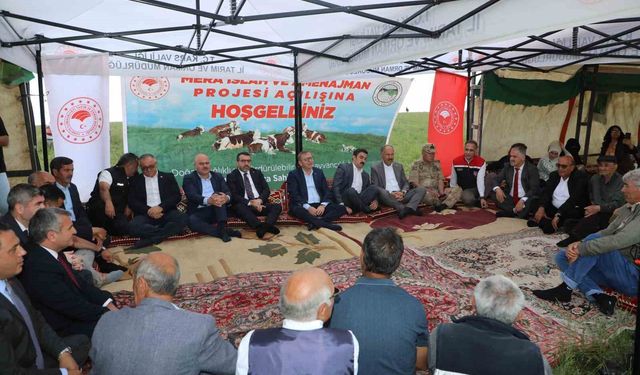 Kars'ta bin 200 dekarlık meraya 12 ton gübre, 41 üreticiye 6 bin 150 kilogram korunga tohumu desteği