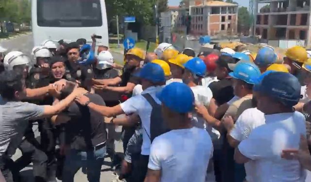 Ücretlerini alamadıklarını iddia eden madenciler, firmanın Tekirdağ'daki ofise yürüdü