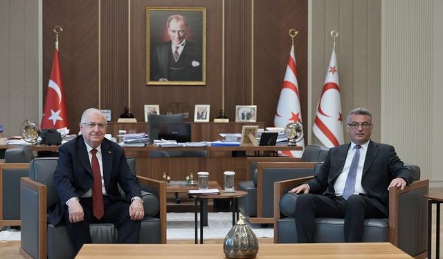 Bakan Güler, KKTC Cumhurbaşkanı Erhürman ile bir araya geldi