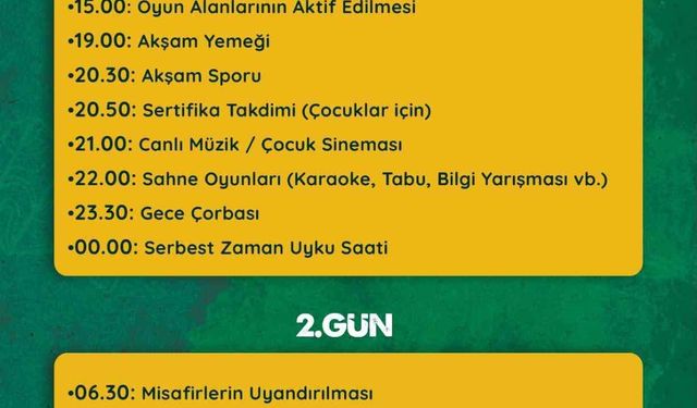 Büyükşehir Spor AŞ'nin Sarımsaklı Aile Doğa Kampı kayıtları başladı