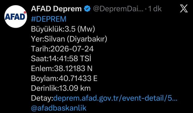 Diyarbakır'da deprem
