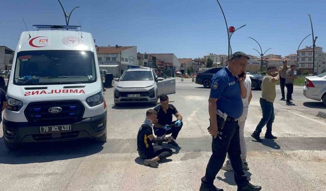 Karaman'da otomobille çarpışan motosikletin sürücüsü yaralandı