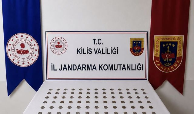 Kilis'te ticari takside 107 tarihi sikke ele geçirildi