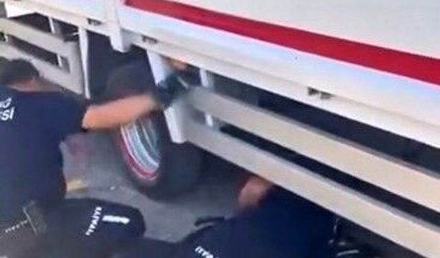 Teker arasına giren kedi ekipler tarafından çıkartıldı