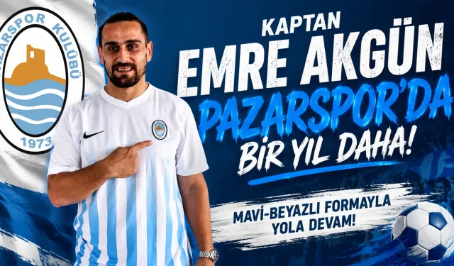 Pazarspor'da Kaptan Emre Akgün ile Devam