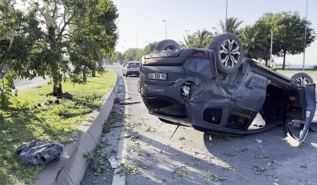 Kartal'da direksiyon hakimiyetini kaybeden otomobil takla attı: 1 yaralı