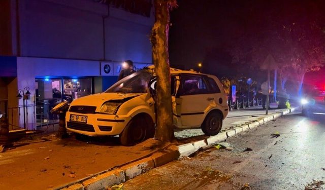 Kontrolden çıkan otomobil ağaca çarparak durabildi: 1 yaralı