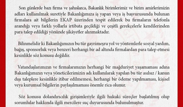 MEB: 'Bakanlığımızın sosyal yardım veya bağış adı altında firmalardan para talep etmesi söz konusu değildir'