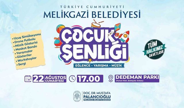 Melikgazi'de çocuk şenliği başlıyor